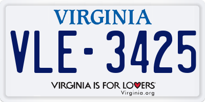 VA license plate VLE3425