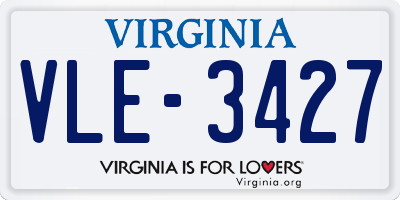 VA license plate VLE3427