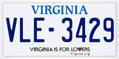 VA license plate VLE3429