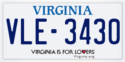 VA license plate VLE3430
