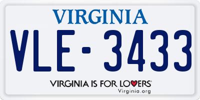 VA license plate VLE3433