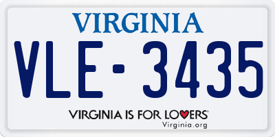 VA license plate VLE3435