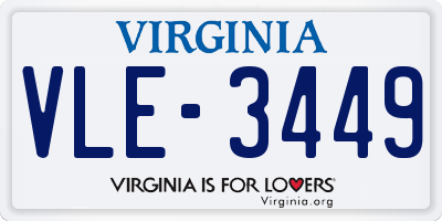 VA license plate VLE3449