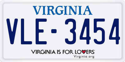 VA license plate VLE3454