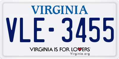 VA license plate VLE3455