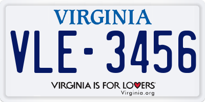 VA license plate VLE3456