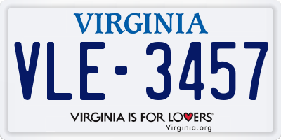 VA license plate VLE3457