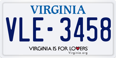 VA license plate VLE3458