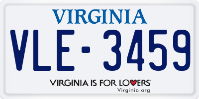 VA license plate VLE3459