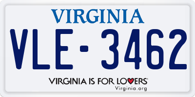 VA license plate VLE3462