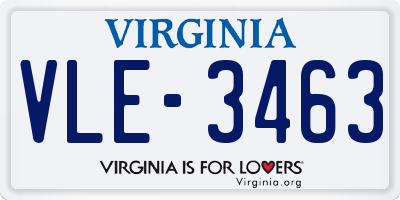 VA license plate VLE3463