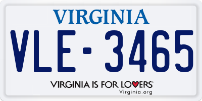 VA license plate VLE3465