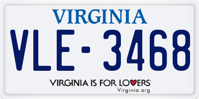 VA license plate VLE3468