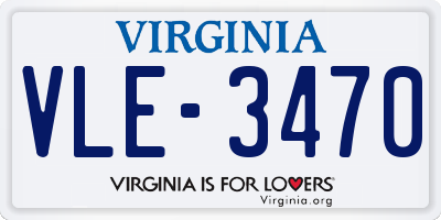 VA license plate VLE3470