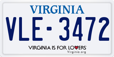VA license plate VLE3472