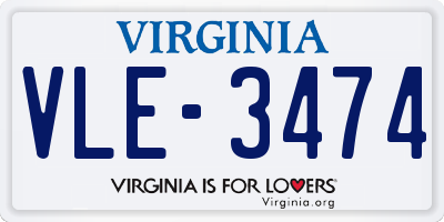 VA license plate VLE3474