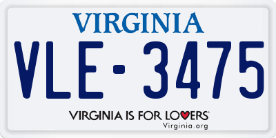 VA license plate VLE3475