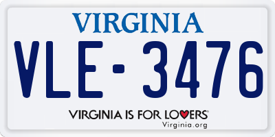 VA license plate VLE3476