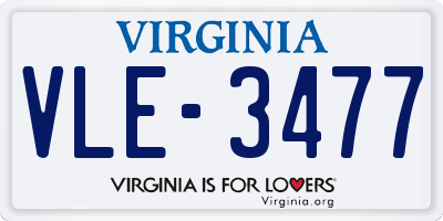VA license plate VLE3477