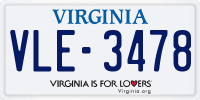 VA license plate VLE3478