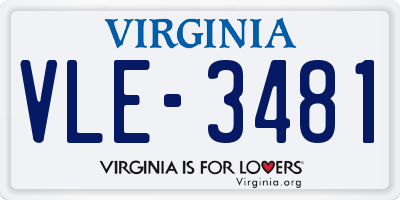 VA license plate VLE3481