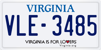 VA license plate VLE3485