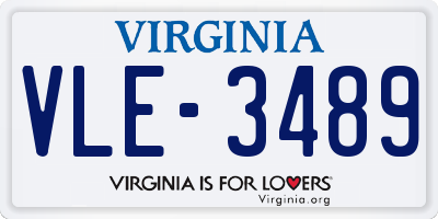 VA license plate VLE3489