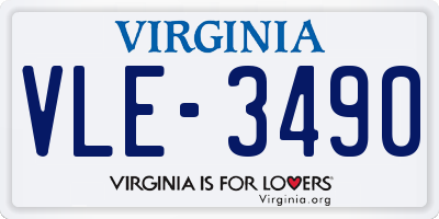 VA license plate VLE3490