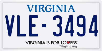 VA license plate VLE3494