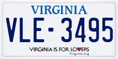 VA license plate VLE3495
