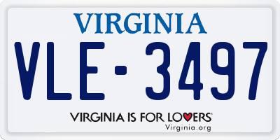 VA license plate VLE3497