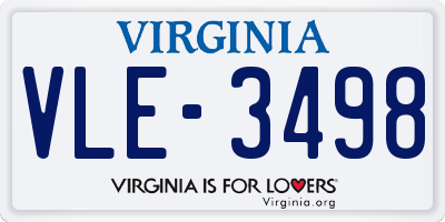 VA license plate VLE3498