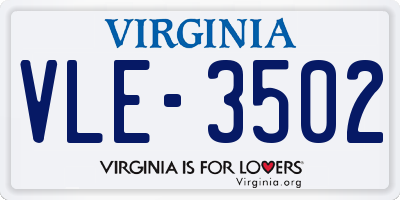 VA license plate VLE3502