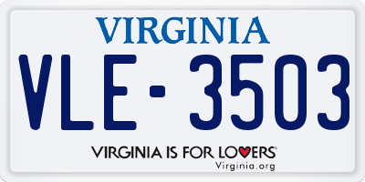 VA license plate VLE3503