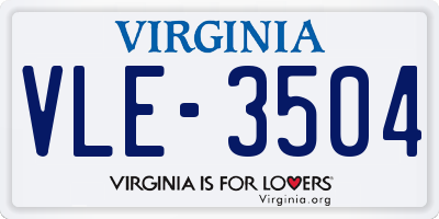 VA license plate VLE3504