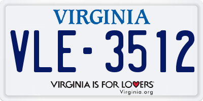 VA license plate VLE3512