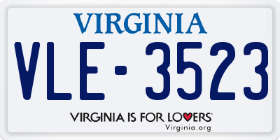 VA license plate VLE3523