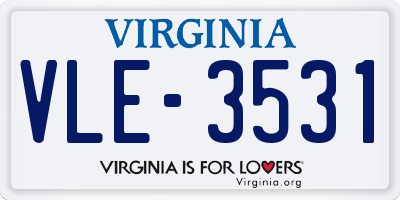 VA license plate VLE3531