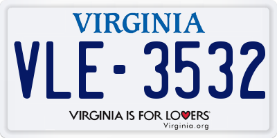 VA license plate VLE3532