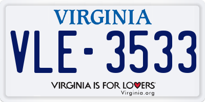 VA license plate VLE3533