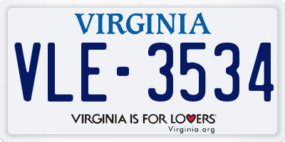 VA license plate VLE3534