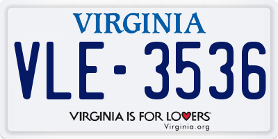 VA license plate VLE3536