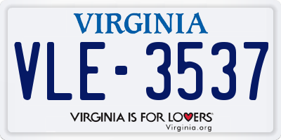 VA license plate VLE3537