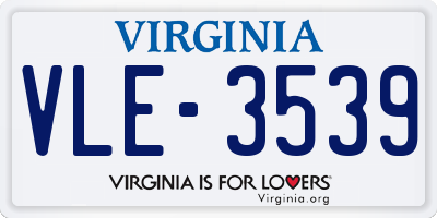 VA license plate VLE3539