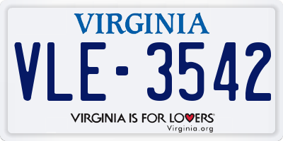 VA license plate VLE3542