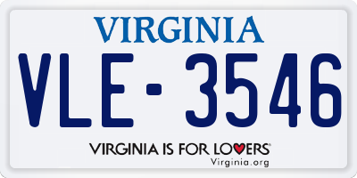 VA license plate VLE3546