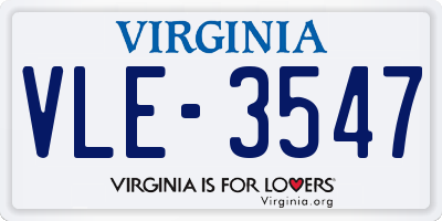 VA license plate VLE3547