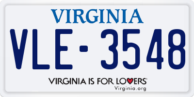 VA license plate VLE3548