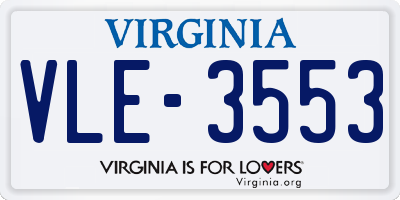 VA license plate VLE3553