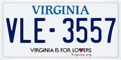 VA license plate VLE3557